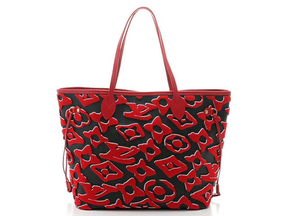 LOUIS VUITTON Neverfull Tote Bag LVx UF BLACK RED AH